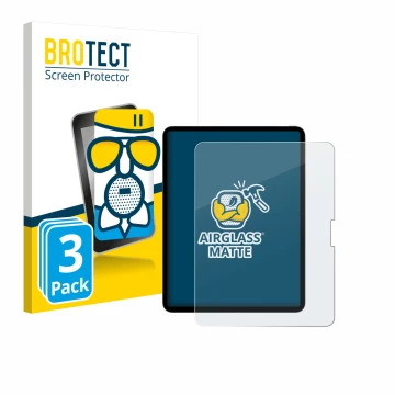 Face avant d’un emballage produit avec le logo de la marque BROTECT. À côté, l’appareil Apple iPad Pro 13