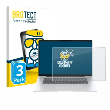 Face avant d’un emballage produit avec le logo de la marque BROTECT. À côté, l’appareil HP OmniBook 5 16 est représenté avec l