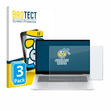 Face avant d’un emballage produit avec le logo de la marque BROTECT. À côté, l’appareil HP OmniBook 7 17-dc est représenté ave