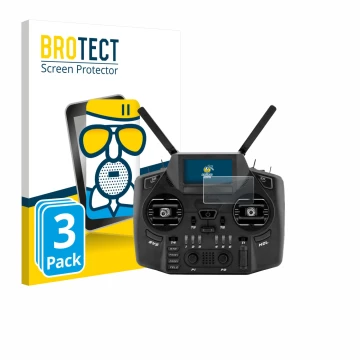 Face avant d’un emballage produit avec le logo de la marque BROTECT. À côté, l’appareil Radiomaster GX12 est représenté avec l