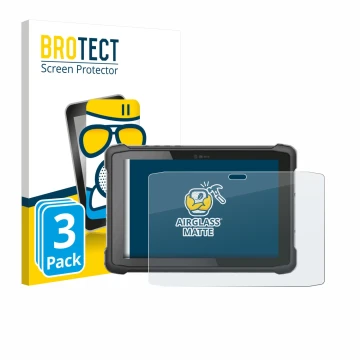 Face avant d’un emballage produit avec le logo de la marque BROTECT. À côté, l’appareil Hematec SolidTab G99 10