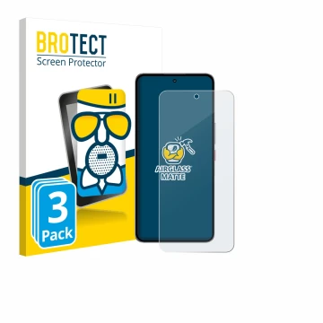 Face avant d’un emballage produit avec le logo de la marque BROTECT. À côté, l’appareil Nubia Neo 3 GT 5G est représenté avec 