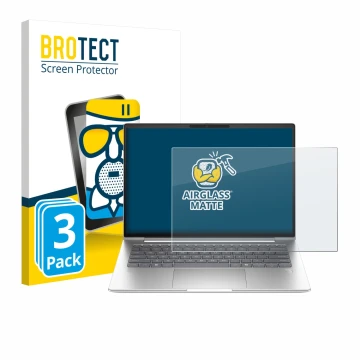 Face avant d’un emballage produit avec le logo de la marque BROTECT. À côté, l’appareil HP ProBook 4 G1a 14