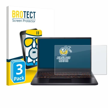 Face avant d’un emballage produit avec le logo de la marque BROTECT. À côté, l’appareil Acer Nitro V 15 est représenté avec la