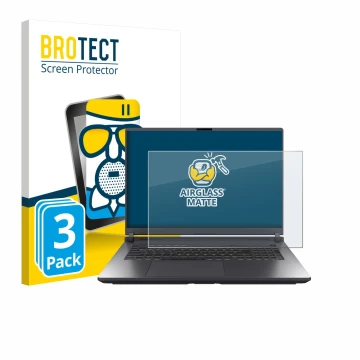 Face avant d’un emballage produit avec le logo de la marque BROTECT. À côté, l’appareil ASUS ROG Strix G18 G815 2025 est repré