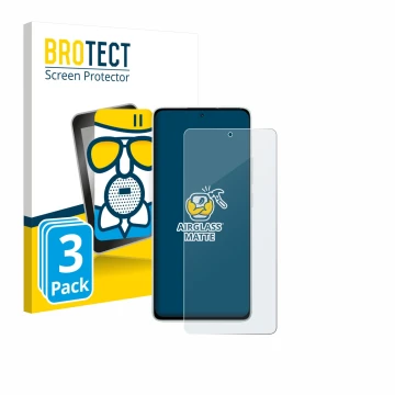 Face avant d’un emballage produit avec le logo de la marque BROTECT. À côté, l’appareil Xiaomi Redmi Note 14 5G est représenté