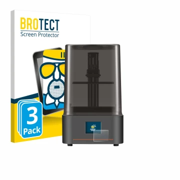 Face avant d’un emballage produit avec le logo de la marque BROTECT. À côté, l’appareil Anycubic Photon Mono 4 est représenté 