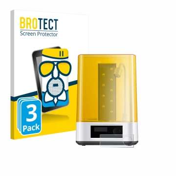 Face avant d’un emballage produit avec le logo de la marque BROTECT. À côté, l’appareil Anycubic Wash & Cure 3 est représenté 