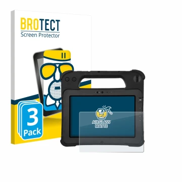 Face avant d’un emballage produit avec le logo de la marque BROTECT. À côté, l’appareil Zebra XPad L10ax est représenté avec l