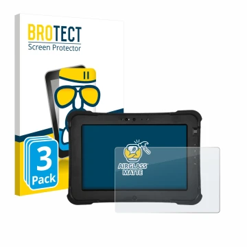 Face avant d’un emballage produit avec le logo de la marque BROTECT. À côté, l’appareil Zebra XSlate L10ax est représenté avec