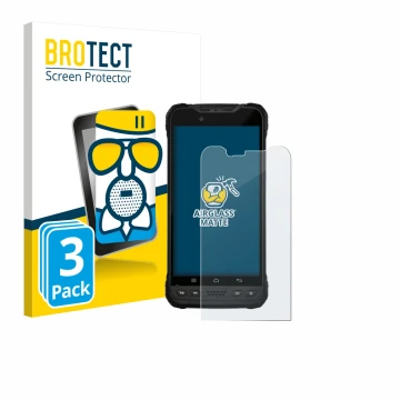 Face avant d’un emballage produit avec le logo de la marque BROTECT. À côté, l’appareil Zebra Xplore M60 est représenté avec l