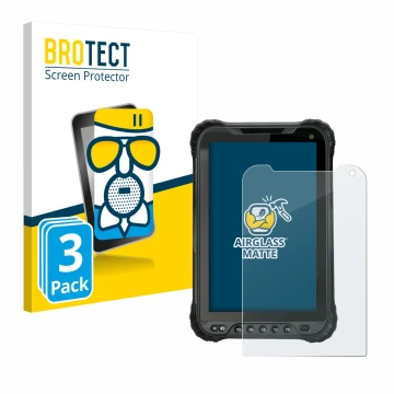 Face avant d’un emballage produit avec le logo de la marque BROTECT. À côté, l’appareil Unitech TB85 Plus est représenté avec 