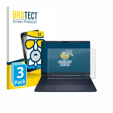 Face avant d’un emballage produit avec le logo de la marque BROTECT. À côté, l’appareil Dell Alienware 16X est représenté avec