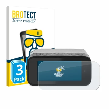 Face avant d’un emballage produit avec le logo de la marque BROTECT. À côté, l’appareil TechniSat Digitradio 52 BT est représe