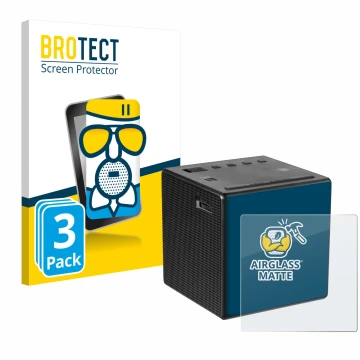 Face avant d’un emballage produit avec le logo de la marque BROTECT. À côté, l’appareil Sony ICF-C1 est représenté avec la pro