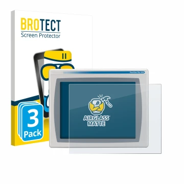 Face avant d’un emballage produit avec le logo de la marque BROTECT. À côté, l’appareil Allen Bradly HMI AB 2711P-RDT15C est r