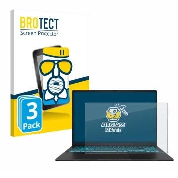 Face avant d’un emballage produit avec le logo de la marque BROTECT. À côté, l’appareil ASUS V16 V3607 est représenté avec la 