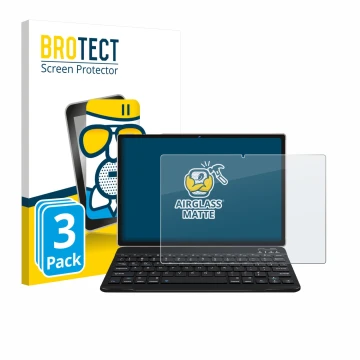 Face avant d’un emballage produit avec le logo de la marque BROTECT. À côté, l’appareil DEERTiME E9 10.1