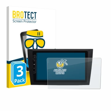 Face avant d’un emballage produit avec le logo de la marque BROTECT. À côté, l’appareil Dynavin D8-DF31 9