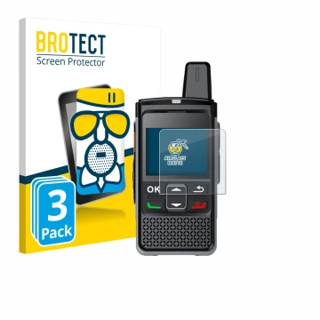 Face avant d’un emballage produit avec le logo de la marque BROTECT. À côté, l’appareil Hytera PNC360S est représenté avec la 