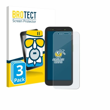 Face avant d’un emballage produit avec le logo de la marque BROTECT. À côté, l’appareil Zebra TC501 est représenté avec la pro