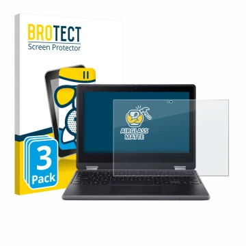 Face avant d’un emballage produit avec le logo de la marque BROTECT. À côté, l’appareil Acer Chromebook Spin 511 R757TN est re