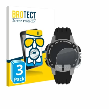 Face avant d’un emballage produit avec le logo de la marque BROTECT. À côté, l’appareil Timex Ironman TW5M63200 est représenté