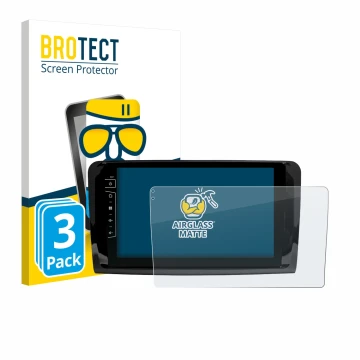 Face avant d’un emballage produit avec le logo de la marque BROTECT. À côté, l’appareil Dynavin D9-DF432 9