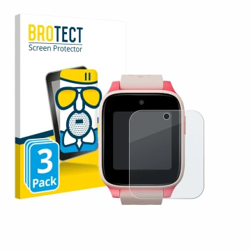 Face avant d’un emballage produit avec le logo de la marque BROTECT. À côté, l’appareil TCL Movetime Kids Watch MT46 est repré