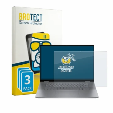 Face avant d’un emballage produit avec le logo de la marque BROTECT. À côté, l’appareil HP OmniBook X Flip 2-in-1 AI 16-cc0796