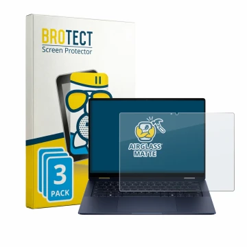 Face avant d’un emballage produit avec le logo de la marque BROTECT. À côté, l’appareil HP EliteBook X Flip G2i 14
