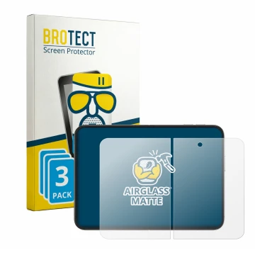 Face avant d’un emballage produit avec le logo de la marque BROTECT. À côté, l’appareil Apple iPhone Duo (Affichage interne) e