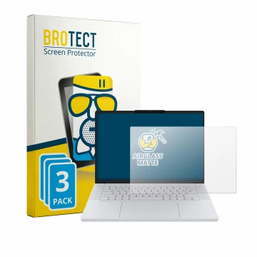 Face avant d’un emballage produit avec le logo de la marque BROTECT. À côté, l’appareil Lenovo Googlebook 15 est représenté av