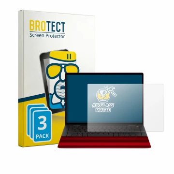 Face avant d’un emballage produit avec le logo de la marque BROTECT. À côté, l’appareil HP Scuderia Ferrari Notebook est repré