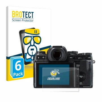 Face avant d’un emballage produit avec le logo de la marque BROTECT. À côté, l’appareil Fujifilm X-T1 est représenté avec la p
