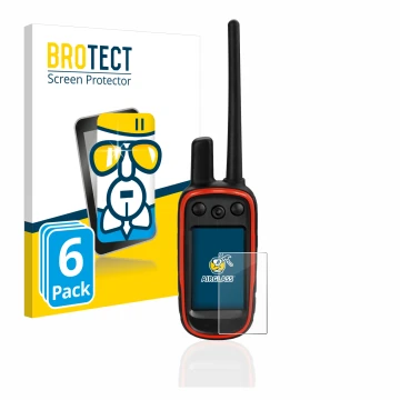 Face avant d’un emballage produit avec le logo de la marque BROTECT. À côté, l’appareil Garmin Alpha 100 est représenté avec l