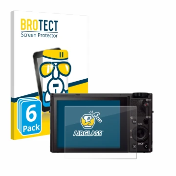 Face avant d’un emballage produit avec le logo de la marque BROTECT. À côté, l’appareil Sony Cyber-Shot DSC-RX100 III est repr