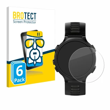 Face avant d’un emballage produit avec le logo de la marque BROTECT. À côté, l’appareil Garmin Forerunner 735XT est représenté