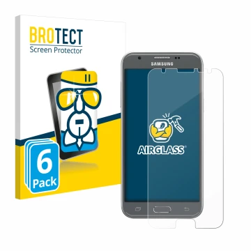 Face avant d’un emballage produit avec le logo de la marque BROTECT. À côté, l’appareil Samsung Galaxy J3 2017 est représenté 