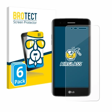 Face avant d’un emballage produit avec le logo de la marque BROTECT. À côté, l’appareil LG K8 2017 est représenté avec la prot