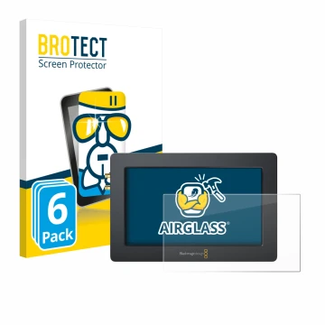 Face avant d’un emballage produit avec le logo de la marque BROTECT. À côté, l’appareil Blackmagic Design Video Assist (5.0) e