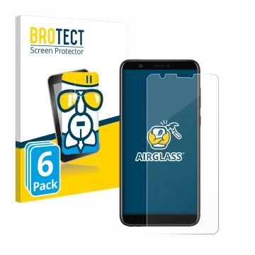Face avant d’un emballage produit avec le logo de la marque BROTECT. À côté, l’appareil Huawei P smart 2018 est représenté ave