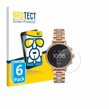 Face avant d’un emballage produit avec le logo de la marque BROTECT. À côté, l’appareil Fossil Q Venture HR (4.Gen) est représ