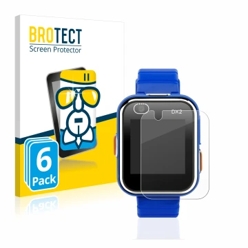 Face avant d’un emballage produit avec le logo de la marque BROTECT. À côté, l’appareil Vtech Kidizoom Smart Watch DX2 est rep