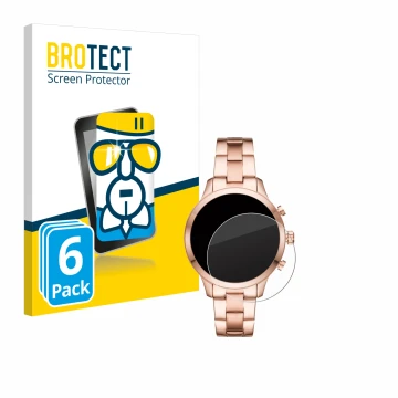 Face avant d’un emballage produit avec le logo de la marque BROTECT. À côté, l’appareil Michael Kors Access Runway (41 mm) est