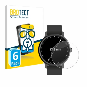 Face avant d’un emballage produit avec le logo de la marque BROTECT. À côté, l’appareil Montres (Circulaire, ø: 37.5 mm) est r