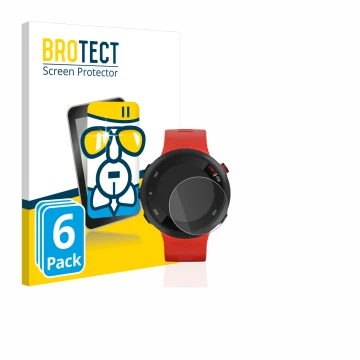 Face avant d’un emballage produit avec le logo de la marque BROTECT. À côté, l’appareil Garmin Forerunner 45 est représenté av