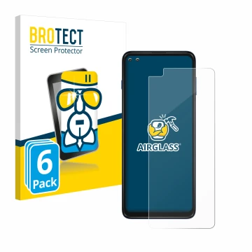 Face avant d’un emballage produit avec le logo de la marque BROTECT. À côté, l’appareil Motorola Moto G 5G Plus est représenté