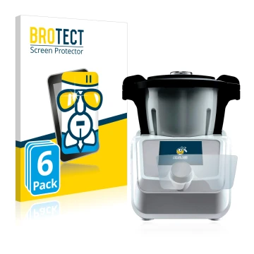 Face avant d’un emballage produit avec le logo de la marque BROTECT. À côté, l’appareil SilverCrest Mini Monsieur Cuisine Conn