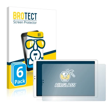 Face avant d’un emballage produit avec le logo de la marque BROTECT. À côté, l’appareil Samsung Galaxy Tab A7 Lite LTE 2021 (e